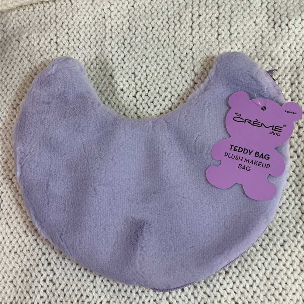 The Crème Shop Plush Lavender Teddy Makeup Cosmetic Bag New